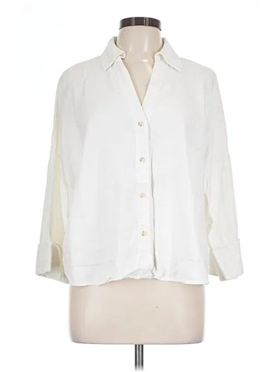 Pre-owned Zara 3/4 Sleeve Button Down Shirt In Ivory