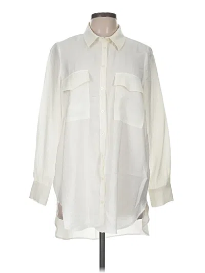 Pre-owned Zara 3/4 Sleeve Button Down Shirt In Ivory