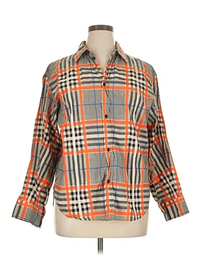 Pre-owned Zara 3/4 Sleeve Button Down Shirt In Orange