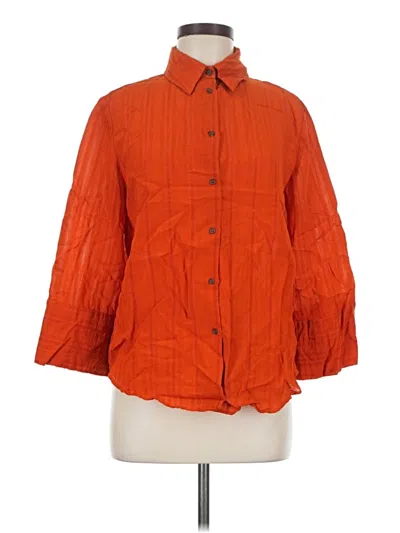 Pre-owned Zara 3/4 Sleeve Button Down Shirt In Orange