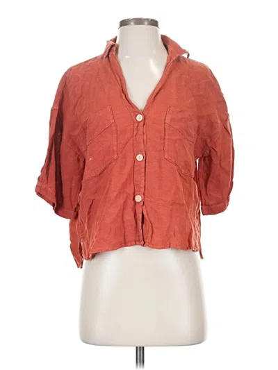 Pre-owned Zara 3/4 Sleeve Button Down Shirt In Orange