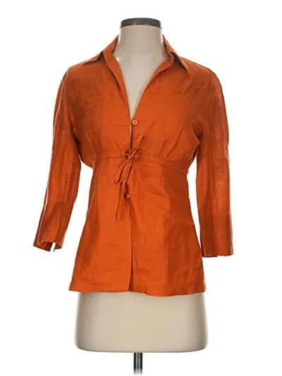 Pre-owned Zara 3/4 Sleeve Button Down Shirt In Orange