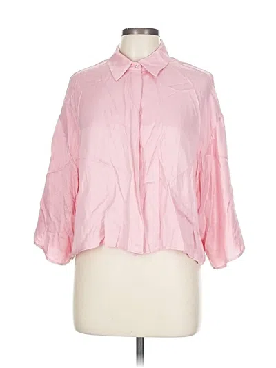 Pre-owned Zara 3/4 Sleeve Button Down Shirt In Pink