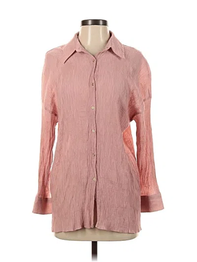 Pre-owned Zara 3/4 Sleeve Button Down Shirt In Pink
