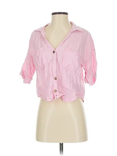 Pre-owned Zara 3/4 Sleeve Button Down Shirt In Pink