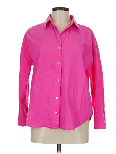 Pre-owned Zara 3/4 Sleeve Button Down Shirt In Pink