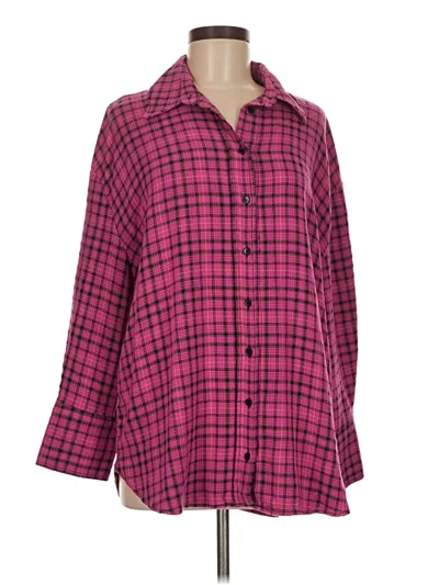 Pre-owned Zara 3/4 Sleeve Button Down Shirt In Pink