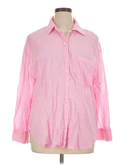 Pre-owned Zara 3/4 Sleeve Button Down Shirt In Pink