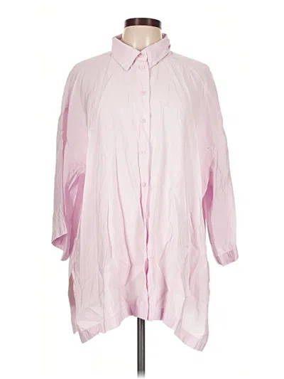 Pre-owned Zara 3/4 Sleeve Button Down Shirt In Pink