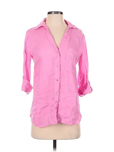 Pre-owned Zara 3/4 Sleeve Button Down Shirt In Pink