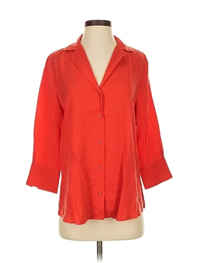 Pre-owned Zara 3/4 Sleeve Button Down Shirt In Red