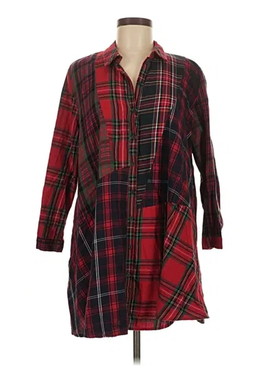 Pre-owned Zara 3/4 Sleeve Button Down Shirt In Red