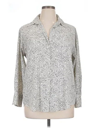 Pre-owned Zara 3/4 Sleeve Button Down Shirt In Silver