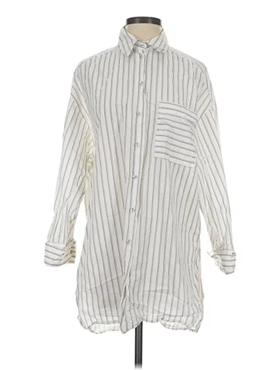 Pre-owned Zara 3/4 Sleeve Button Down Shirt In Silver