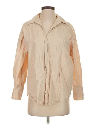 Pre-owned Zara 3/4 Sleeve Button Down Shirt In Tan