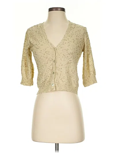 Pre-owned Zara 3/4 Sleeve Button Down Shirt In Tan