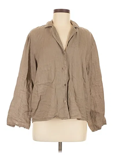 Pre-owned Zara 3/4 Sleeve Button Down Shirt In Tan