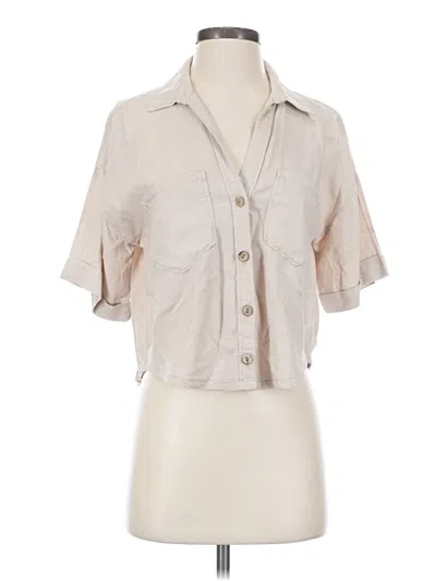 Pre-owned Zara 3/4 Sleeve Button Down Shirt In Tan