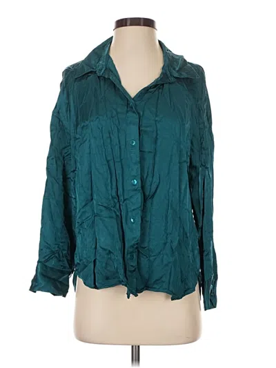 Pre-owned Zara 3/4 Sleeve Button Down Shirt In Teal