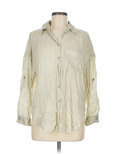 Pre-owned Zara 3/4 Sleeve Button Down Shirt In White