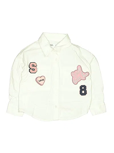 Pre-owned Zara Kids' 3/4 Sleeve Button Down Shirt In White