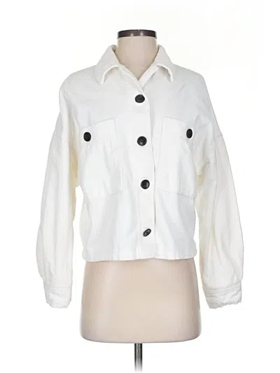 Pre-owned Zara 3/4 Sleeve Button Down Shirt In White
