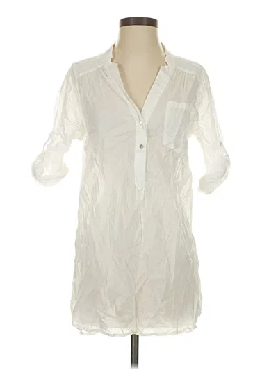 Pre-owned Zara 3/4 Sleeve Button Down Shirt In White