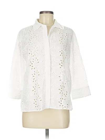 Pre-owned Zara 3/4 Sleeve Button Down Shirt In White