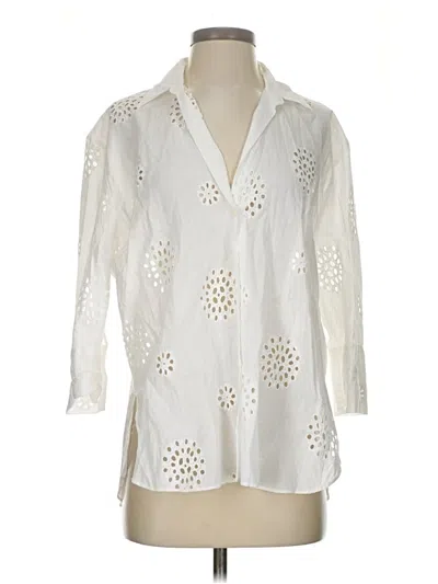 Pre-owned Zara 3/4 Sleeve Button Down Shirt In White