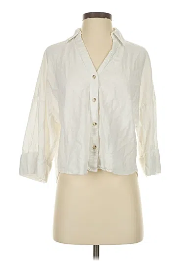 Pre-owned Zara 3/4 Sleeve Button Down Shirt In White