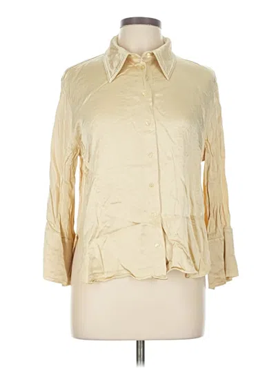 Pre-owned Zara 3/4 Sleeve Button Down Shirt In White