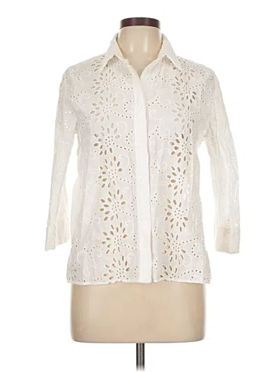 Pre-owned Zara 3/4 Sleeve Button Down Shirt In White