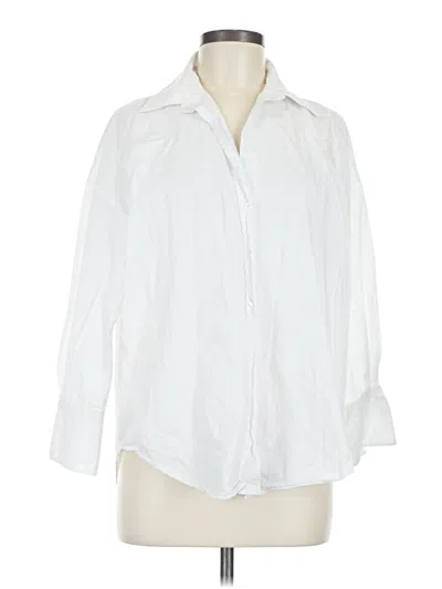 Pre-owned Zara 3/4 Sleeve Button Down Shirt In White