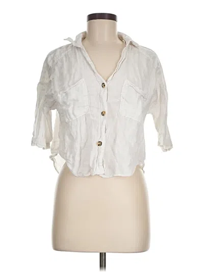 Pre-owned Zara 3/4 Sleeve Button Down Shirt In White