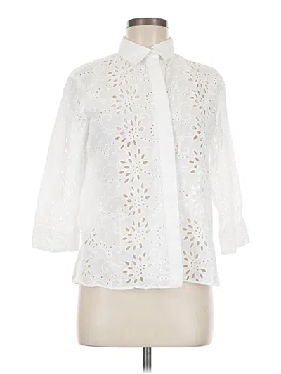 Pre-owned Zara 3/4 Sleeve Button Down Shirt In White