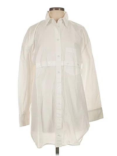 Pre-owned Zara 3/4 Sleeve Button Down Shirt In White