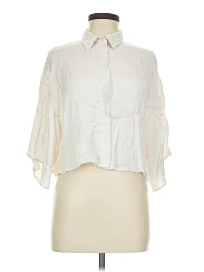 Pre-owned Zara 3/4 Sleeve Button Down Shirt In White