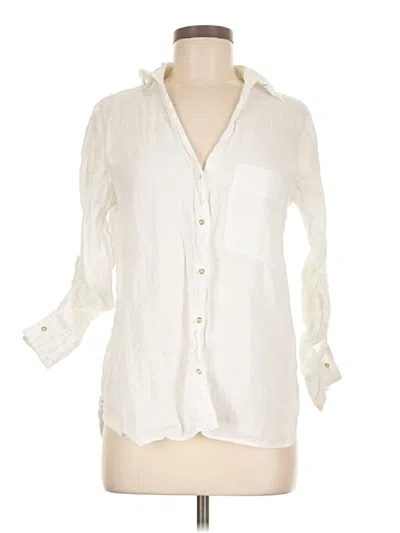 Pre-owned Zara 3/4 Sleeve Button Down Shirt In White