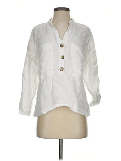 Pre-owned Zara 3/4 Sleeve Button Down Shirt In White