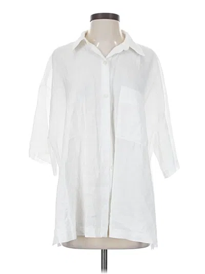 Pre-owned Zara 3/4 Sleeve Button Down Shirt In White