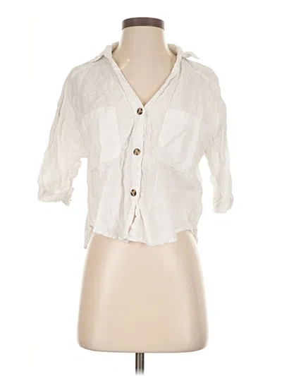 Pre-owned Zara 3/4 Sleeve Button Down Shirt In White