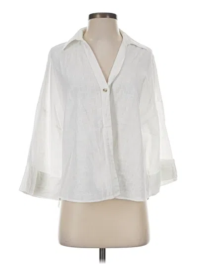 Pre-owned Zara 3/4 Sleeve Button Down Shirt In White