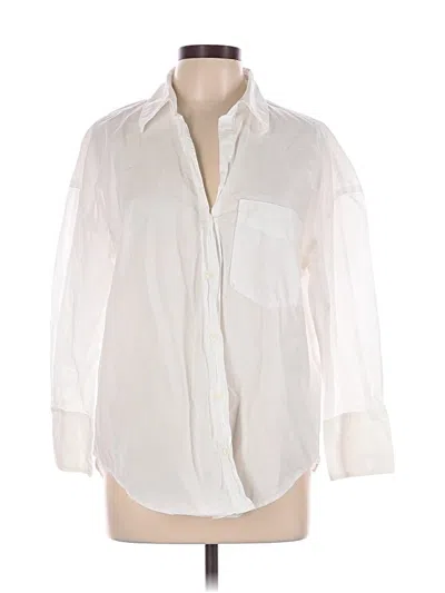 Pre-owned Zara 3/4 Sleeve Button Down Shirt In White