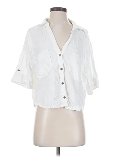 Pre-owned Zara 3/4 Sleeve Button Down Shirt In White