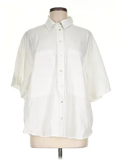 Pre-owned Zara 3/4 Sleeve Button Down Shirt In White