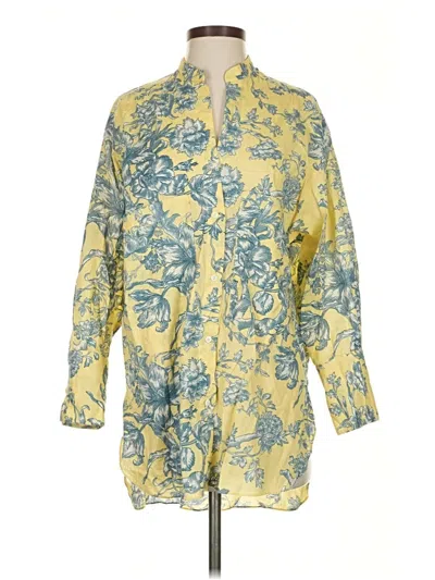 Pre-owned Zara 3/4 Sleeve Button Down Shirt In Yellow