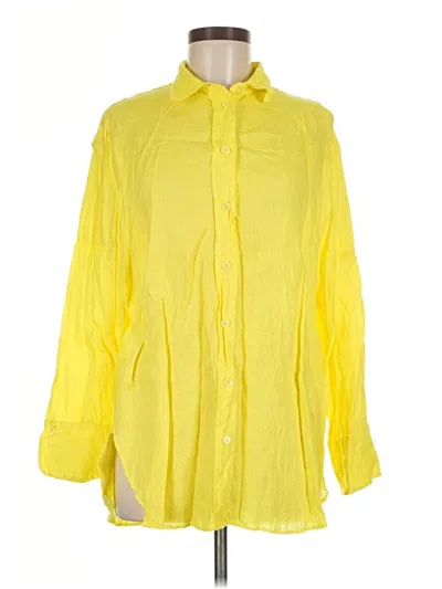 Pre-owned Zara 3/4 Sleeve Button Down Shirt In Yellow
