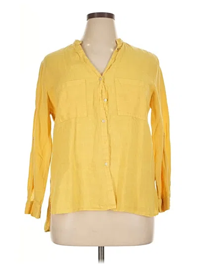 Pre-owned Zara 3/4 Sleeve Button Down Shirt In Yellow
