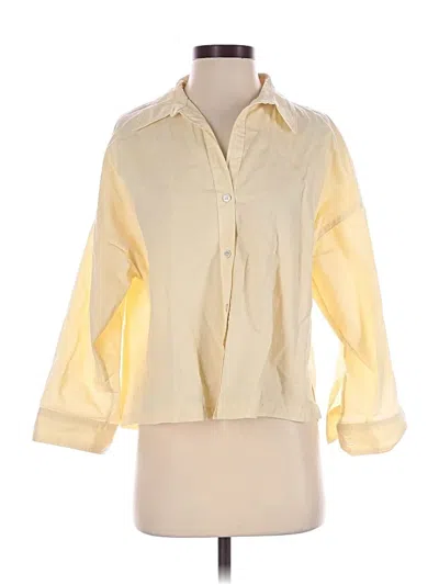 Pre-owned Zara 3/4 Sleeve Button Down Shirt In Yellow