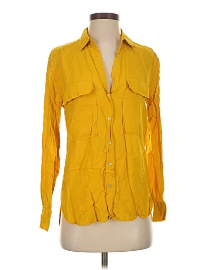 Pre-owned Zara 3/4 Sleeve Button Down Shirt In Yellow